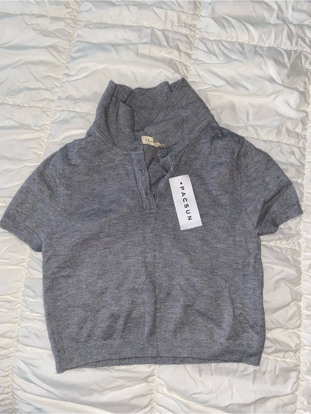 PacSun Women’s Heather Gray Short-Sleeve Baby Polo
